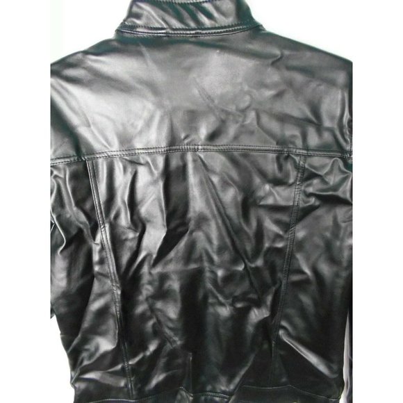 **R ROSSO BLACK & GOLD** Men's Black Leather Jacket Size 2XL New W/Tags - Picture 7 of 11